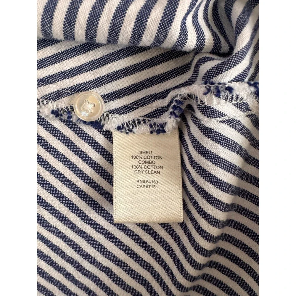 Eliza J Blue White Striped Shirt Dress 100% Cotton Button Front Size 4 Pockets - Picture 7 of 12